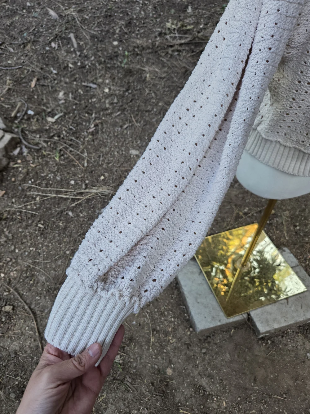 Free People Paper Doll Open Knit Chunky  Ivory Pullover Sweater Size‎ Medium
